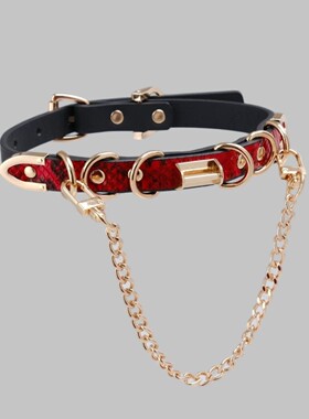 Aura Collar轻奢真皮项圈choker牵引绳PUPPY蛇皮链子辣妹风配饰