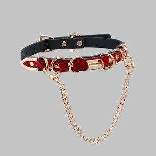 Aura Collar轻奢真皮项圈choker牵引绳PUPPY蛇皮链子辣妹风配饰