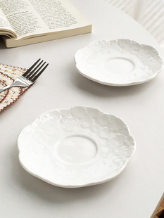 精致浮雕玫瑰花边陶瓷餐具下午茶点心碟骨碟 欧式 Annie Garden