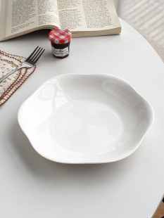 ins简约花边设计白色陶瓷菜盘水果盘 大厂订单 子 Garden Annie