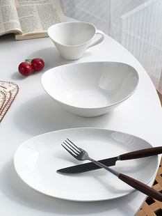 ins简约纯白陶瓷餐具元 Annie 日式 出口订单 宝碗菜盘杯 Garden