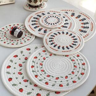 Annie 韩国ins复古印花棉线圈隔热餐垫杯垫盘垫砂锅防烫垫 Garden