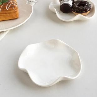荷叶边不规则陶瓷下午茶点心盘蛋糕盘子 外贸订单 Annie Garden