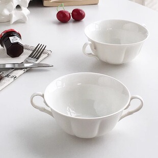 欧式 外贸订单 双耳碗陶瓷甜品早餐粥碗糖水双皮奶碗 Garden Annie