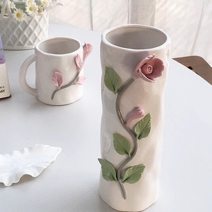高颜值ins风重工立体花卉陶瓷花瓶马克杯 外贸原单 Annie Garden