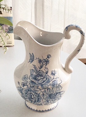 Annie Garden 外贸出口 欧式复古高级感陶瓷花瓶提壶可水培冷水壶