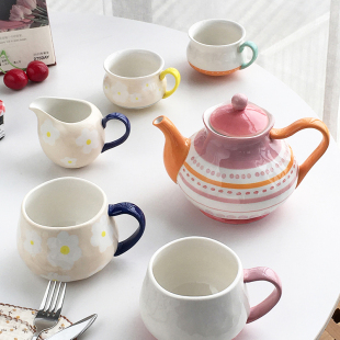 Garden 简约陶瓷茶杯壶套装 出口订单 手绘北欧风格 茶具 日式 Annie