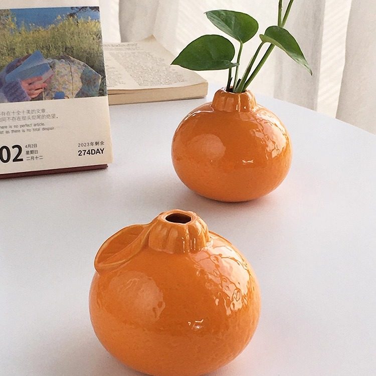 Annie Garden 外贸出口 可爱橘子陶瓷花瓶水培客厅桌面装饰摆件品,家居饰品,花瓶,淘宝优惠券,粉丝福利购,淘宝优惠卷