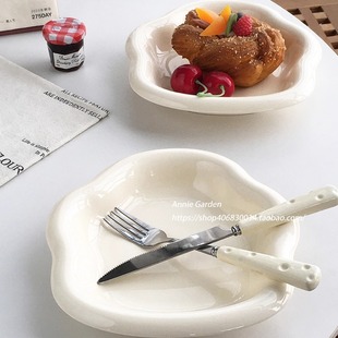 ins风不规则陶瓷奶黄色嘟嘟可爱云朵盘子 外贸出口 Annie Garden