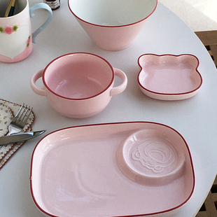 韩国ins草莓熊新款 出口订单 饺子盘带味料分格专用 Garden Annie