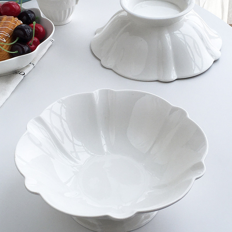 Annie Garden  外贸出口  欧式花瓣高脚陶瓷意面碗沙拉碗水果盘子,餐饮具,碗,淘宝优惠券,粉丝福利购,淘宝优惠卷