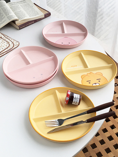 Annie 轻食减脂分格圆形三格陶瓷盘早餐大人儿童分餐水果 Garden