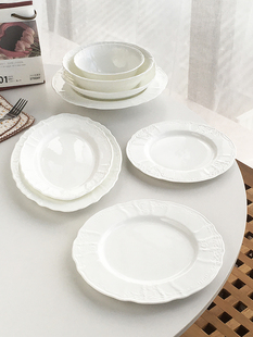 法式 大厂订单 精致浮雕奢华陶瓷点心沙拉碗菜盘子 Garden Annie