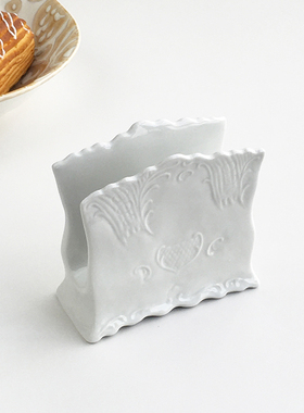 Annie Garden  外贸原单  欧式复古浮雕陶瓷摆件家用餐巾纸收纳夹
