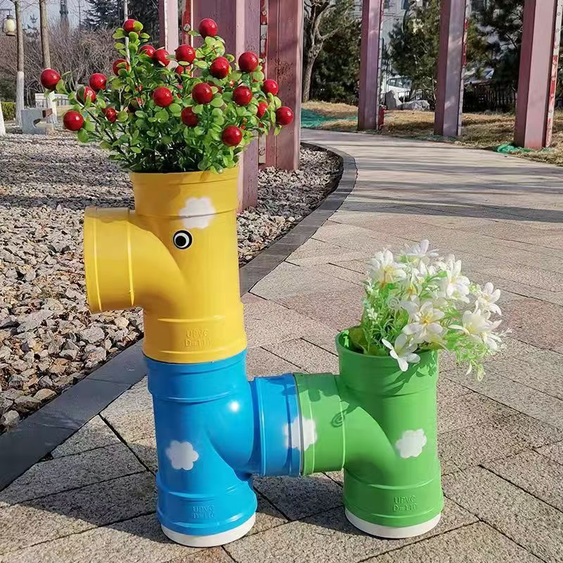 卡通花架pvc花架小马户外庭院装饰落地阳台花园幼儿园摆件花盆架