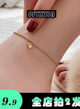 925纯银lucky脚链韩版小众ins