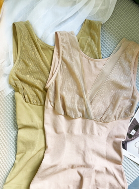 塞德纳393/9653塑身打底背心薄舒适塑腰修身显瘦蕾丝深V领上衣女