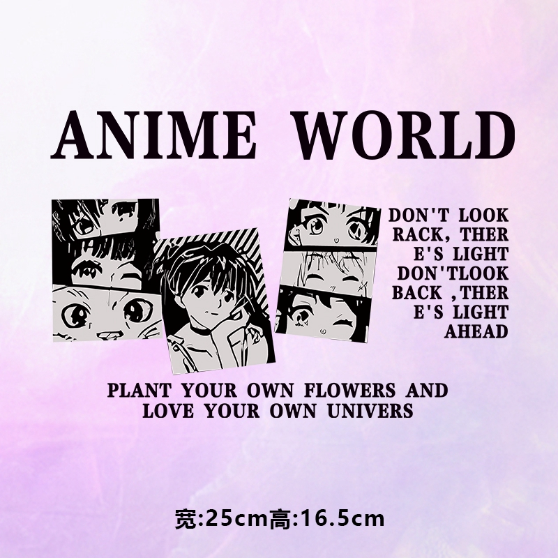 烫画图案新款时尚卡通animeworld漫画女烫画贴印花衣服热转印白墨