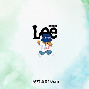高級(jí)燙畫(huà)圖案新款 lee藍(lán)帽熊燙畫(huà)貼印花衣服熱轉(zhuǎn)印白墨燙畫(huà)布貼diy