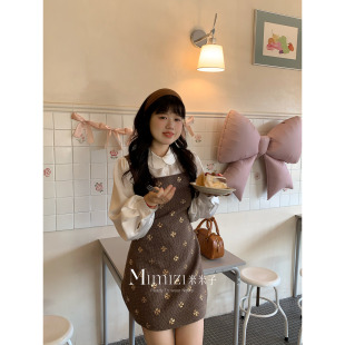 少女风重工手工串珠绣花衬衣套装 琥珀鎏金 胖mm 米米子微胖大码