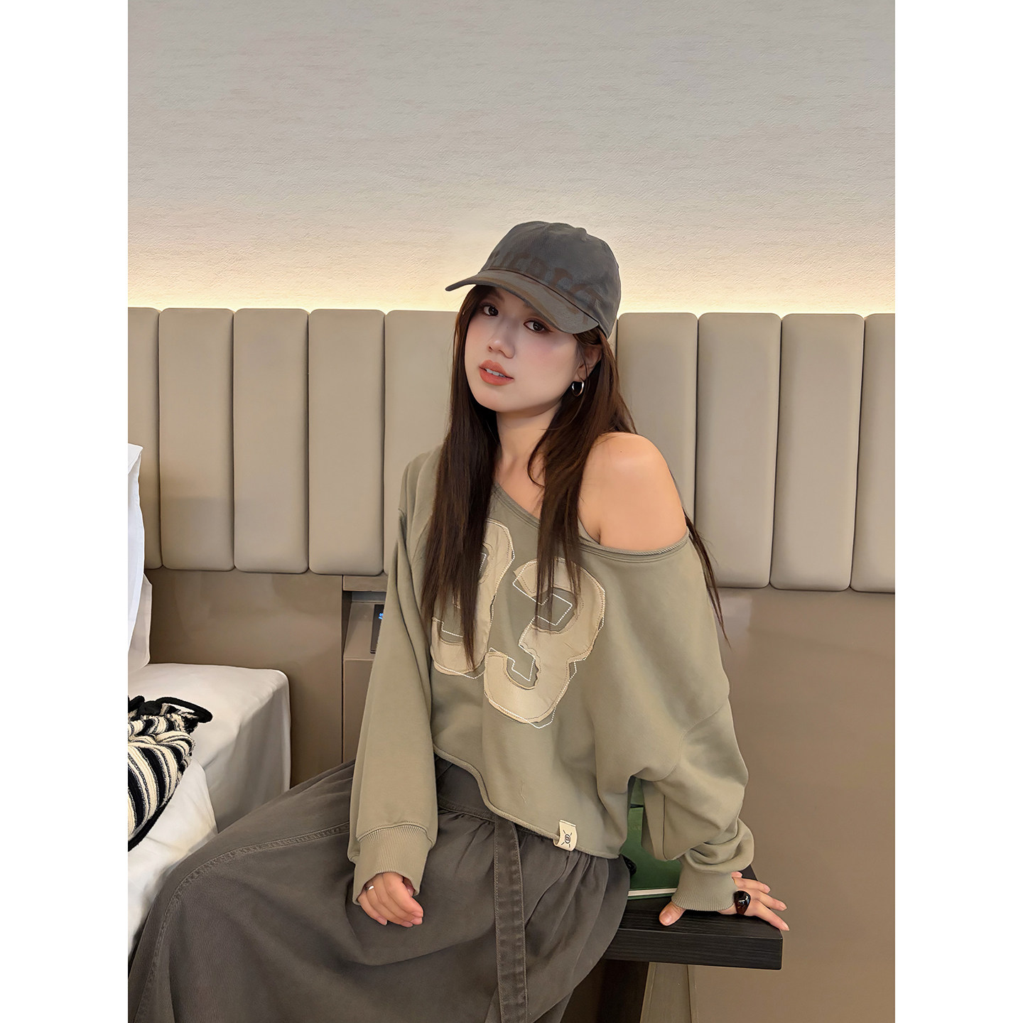 米米子微胖大码胖mm“Sporty chic美式女高” 气质纯欲字母卫衣秋图片