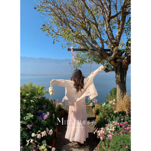 浪漫风宽松开衫 枚香浪漫 定制立体手工毛衣 胖mm 米米子微胖大码