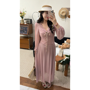 米米子微胖大码胖mm【粉色版】“青雾花信”du家款设计碎花连衣裙