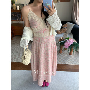 清新甜美定制晕染无袖 蕾丝与野蔷薇 连衣裙 胖mm 米米子微胖大码