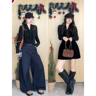 暗影捕手 米米子 20点 定制领结绑带正肩毛织打底上衣