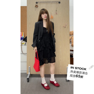米米子微胖 外套复古气质百搭女春 都市轻量旋律 深灰色正肩西装