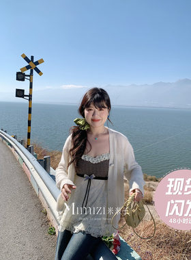 现货米米子微胖大码胖mm“茉莉奶白”温柔单排扣暖糯春日毛衣开衫