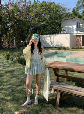 米米子微胖大码胖mm “青柠薄荷”时尚风气质rosy同款吊带上衣春