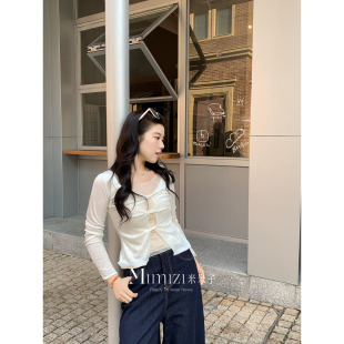 甜美风圆领纽结蕾丝拼接假两件春 月光银河 米米子微胖大码 胖mm