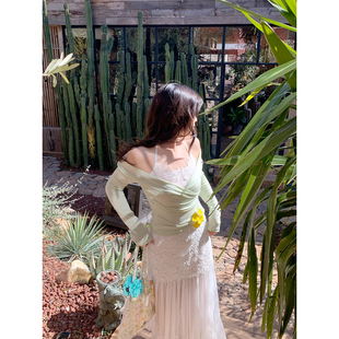 米米子微胖大码胖mm“薄荷冰茶”休闲风薄荷绿外搭蕾丝吊带两件套