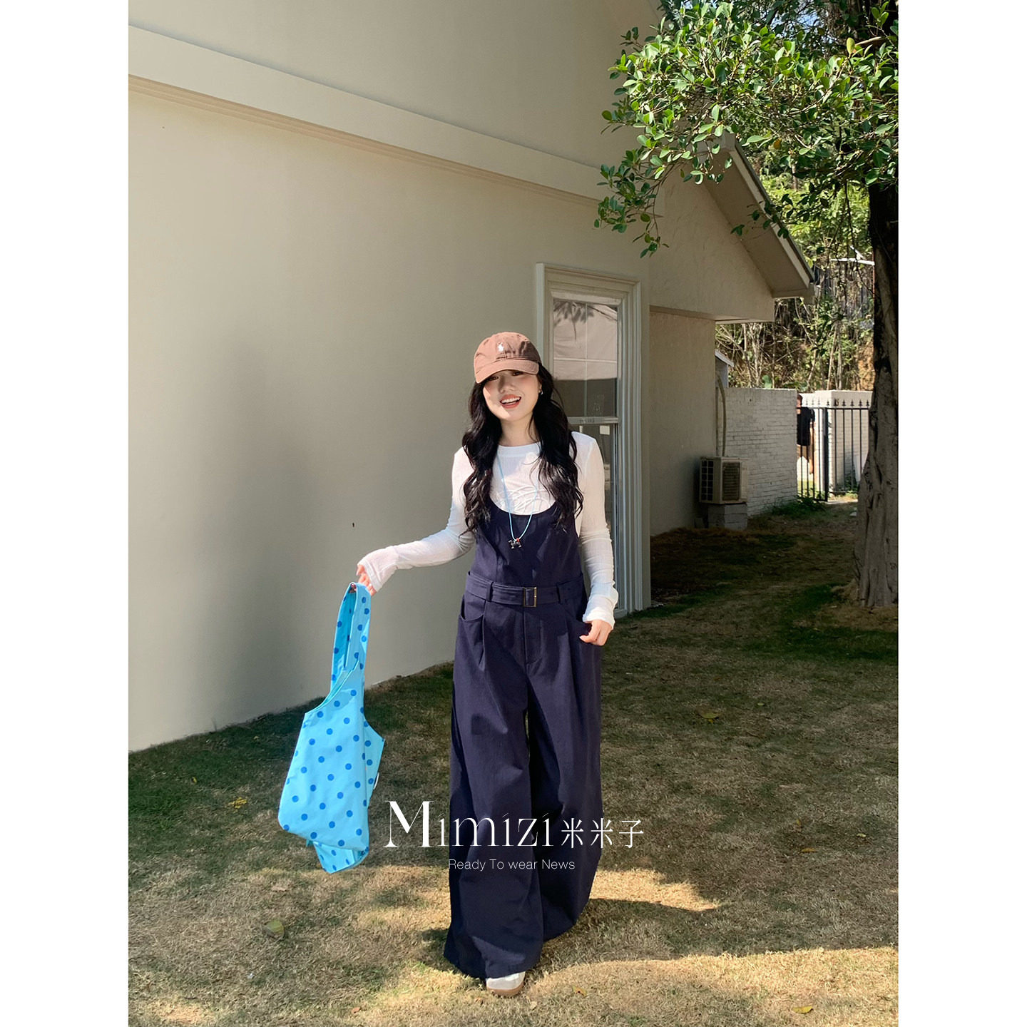 米米子微胖大码胖mm&ldquo;晴日漫想&rdquo;定制工装风连体低腰阔腿背带裤