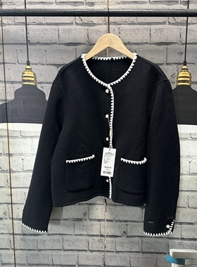 宽松大码双面呢短外套女黑色呢子外套D224