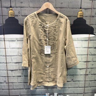 A502 上衣圆领衬衫 高级感中袖 宽松苎麻女衬衫