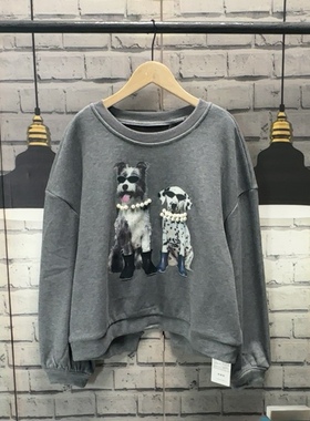 灰色宽松大码加绒套头宽版卫衣女套头卫衣长袖B652