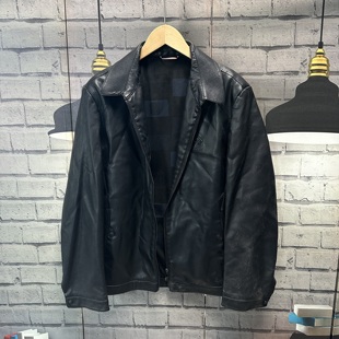 男装立领小个子瘦人皮衣外套夹克袖子有内衬外套509