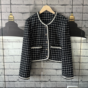 黑色格子2色春秋款 外套女B644 开衫