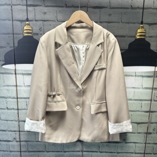 新中式 有内衬拼色国风外套女B324 国风西装