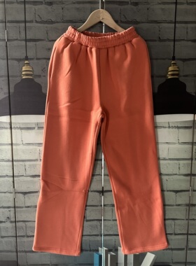 柔软舒服松紧腰直筒抓绒女裤时尚橙色女裤秋冬女E552