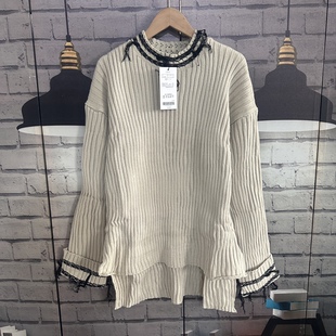 胸围100衣长65 前短后长套头螺纹毛衣女E632 78宽松大码