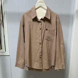 原单高货胸围120衣长63左右宽松大码格子纯棉大码棉衬衫女