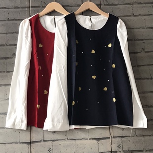 C711雪纺拼色衬衫 处理 女瑕疵轻微染色特价