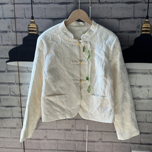 胸围100衣长49左右新中式 国风外套设计感提花刺绣国风有内衬C642