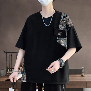 新中式短袖t恤男士2026新款夏季半袖男款上衣服宽松大码男生男装