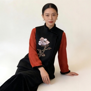 华韵风华·羊毛马甲背心长款新中式国风女高级感重工刺绣无袖上衣