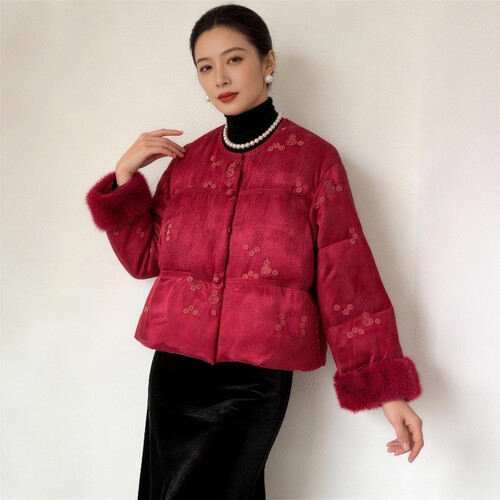 华韵风华白鹅绒服水貂毛袖
