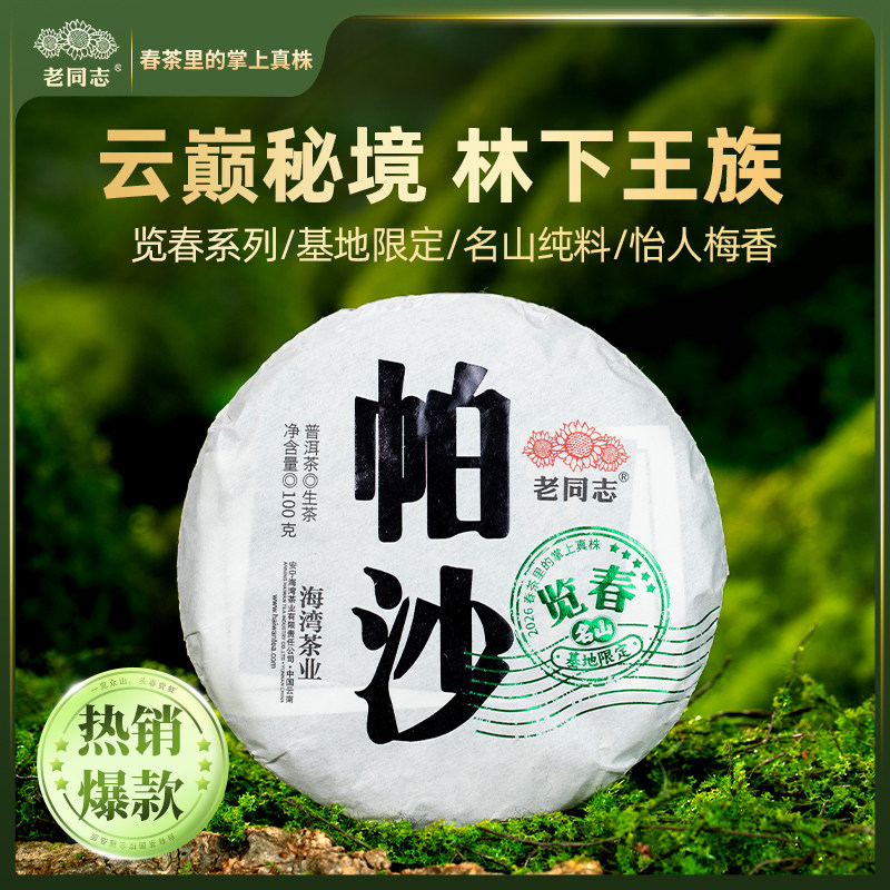 老同志普洱基地限定【2026览春帕沙】生饼茶100克整提5饼送一饼